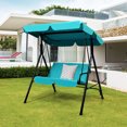 thumbnail image 2 of Costway  Loveseat Patio Canopy Swing Glider Hammock Cushioned Blue, 2 of 11