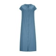 thumbnail image 4 of Womens Cotton Linen Dress V-Neck Spring Maxi Dresses Short Sleeve Dress 2026 Spring Summer Beach Dresses Vacation Outfits 2026, 4 of 7