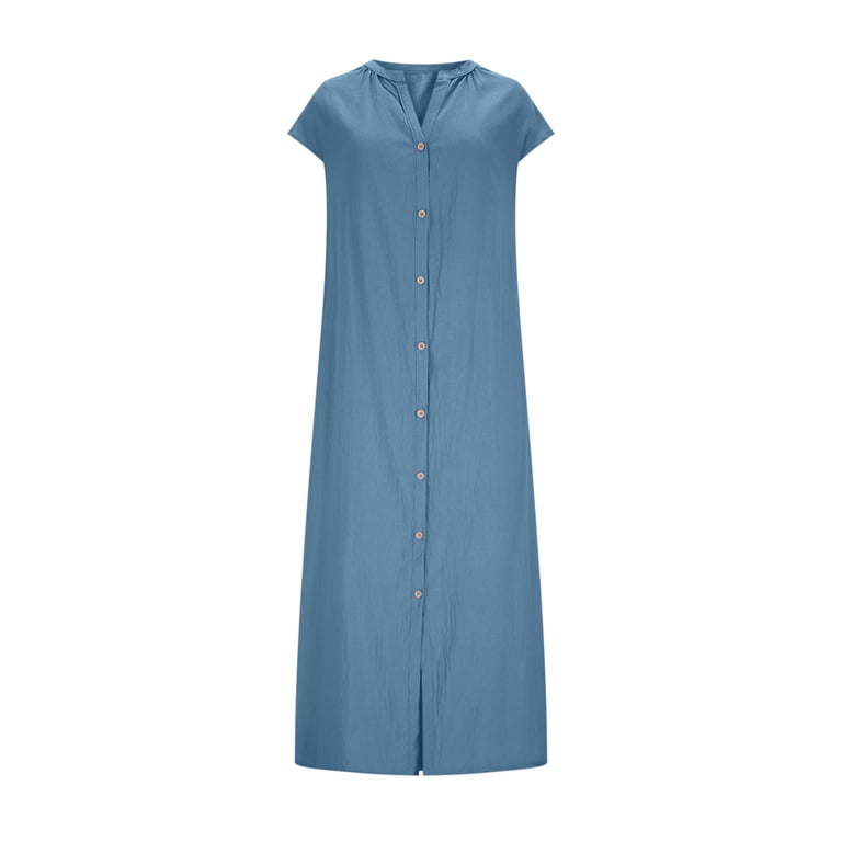 Womens Casual Button Down Shirt Dresses with Pockets Cotton Linen Tunics Short Sleeve Solid Summer Beach Blouse Dress - Walmart.com Womens Casual Button Down Shirt Dresses with Pockets Cotton Linen Tunics Short Sleeve Solid Summer Beach Blouse Dress - Walmart.com
