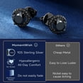 thumbnail image 6 of MomentWish 2 Carat Round Cut Brilliant Black Moissanite Stud Earrings for Women Men 925 Sterling Silver Jewelry Father's Day Gift, 6 of 9