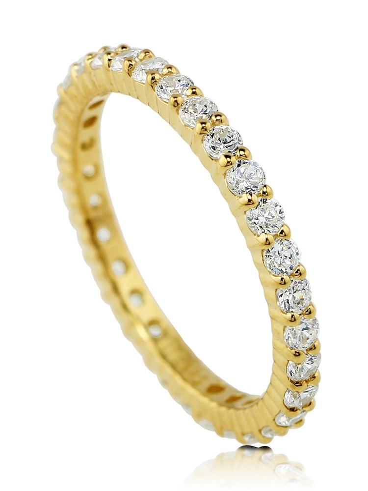 Yellow Gold Flashed Sterling Silver Cubic Zirconia CZ Anniversary Eternity Band Ring Size 8