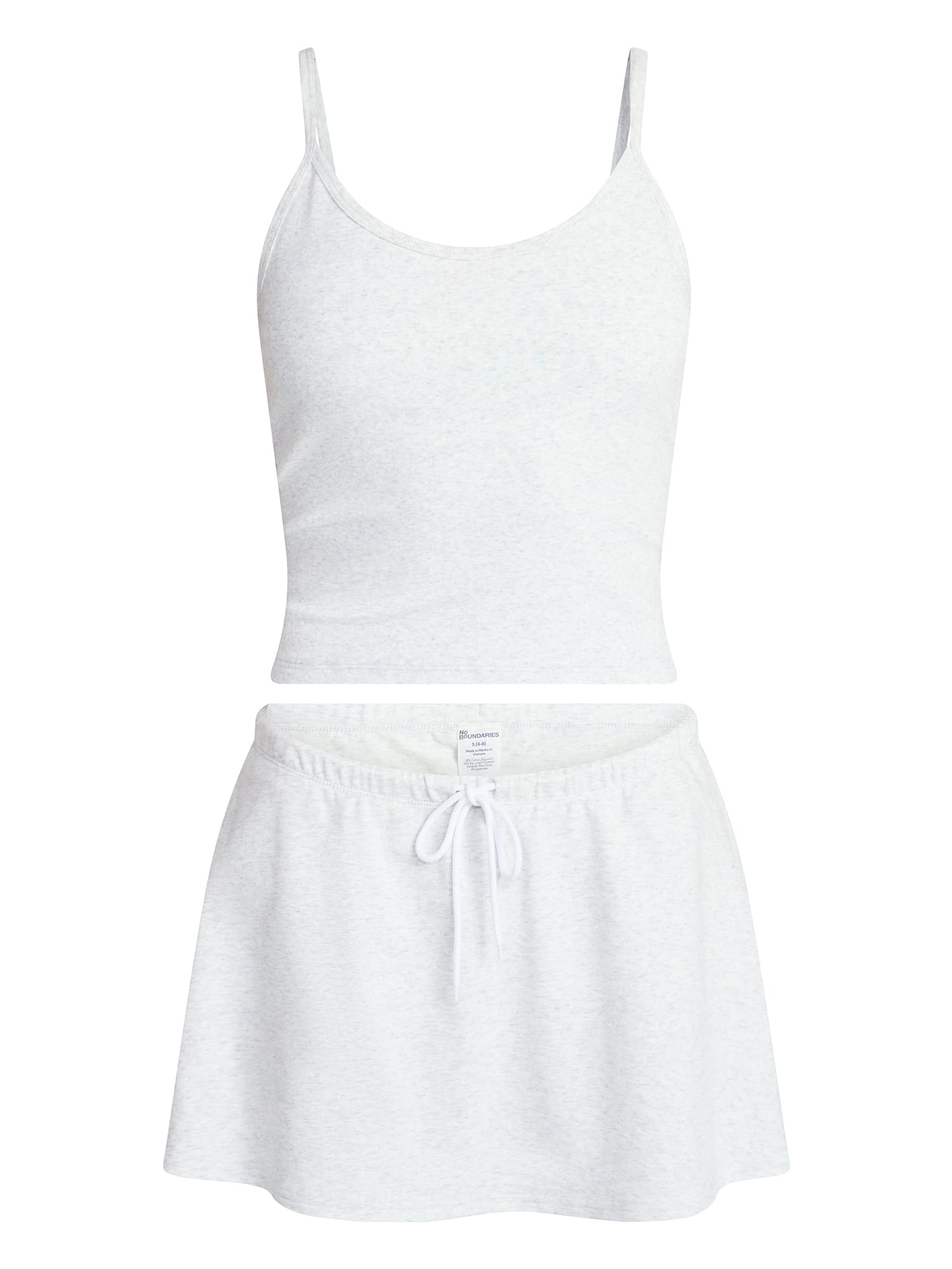No Boundaries Cozy Sleepwear Cami and Skort Set, 2-Piece, Women’s and Women’s Plus XXS-3X