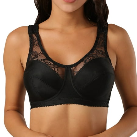 

Spdoo Plus Size Bra for Women Full Figure Non Padded Wireless Lace Bra Black 36/80D