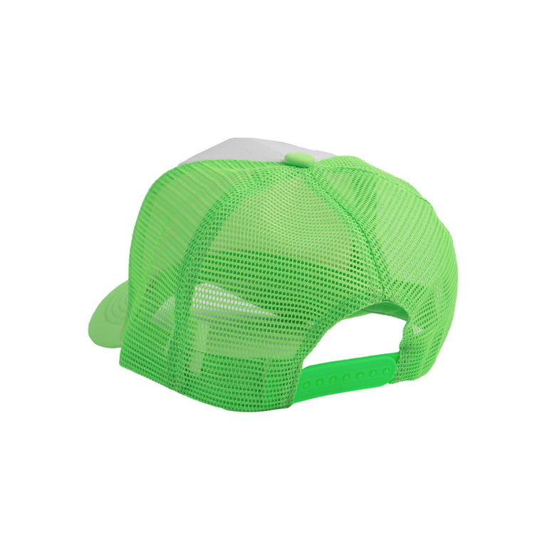 Top Headwear Blank Trucker Hat - Mens Trucker Hats Foam Mesh Snapback White/Neon Green
