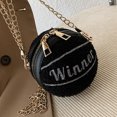 thumbnail image 3 of Bolsa bandolera con cadena de felpa de PU para mujer con forma de bola informal (negro) Ehuebsd Para Estrenar, 3 of 9