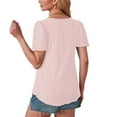 thumbnail image 4 of BangWanChi Tops for Women Trendy Short Sleeve Women's New Solid Color Round Neck Sleeve Short Sleeved T-shirt, 4 of 4
