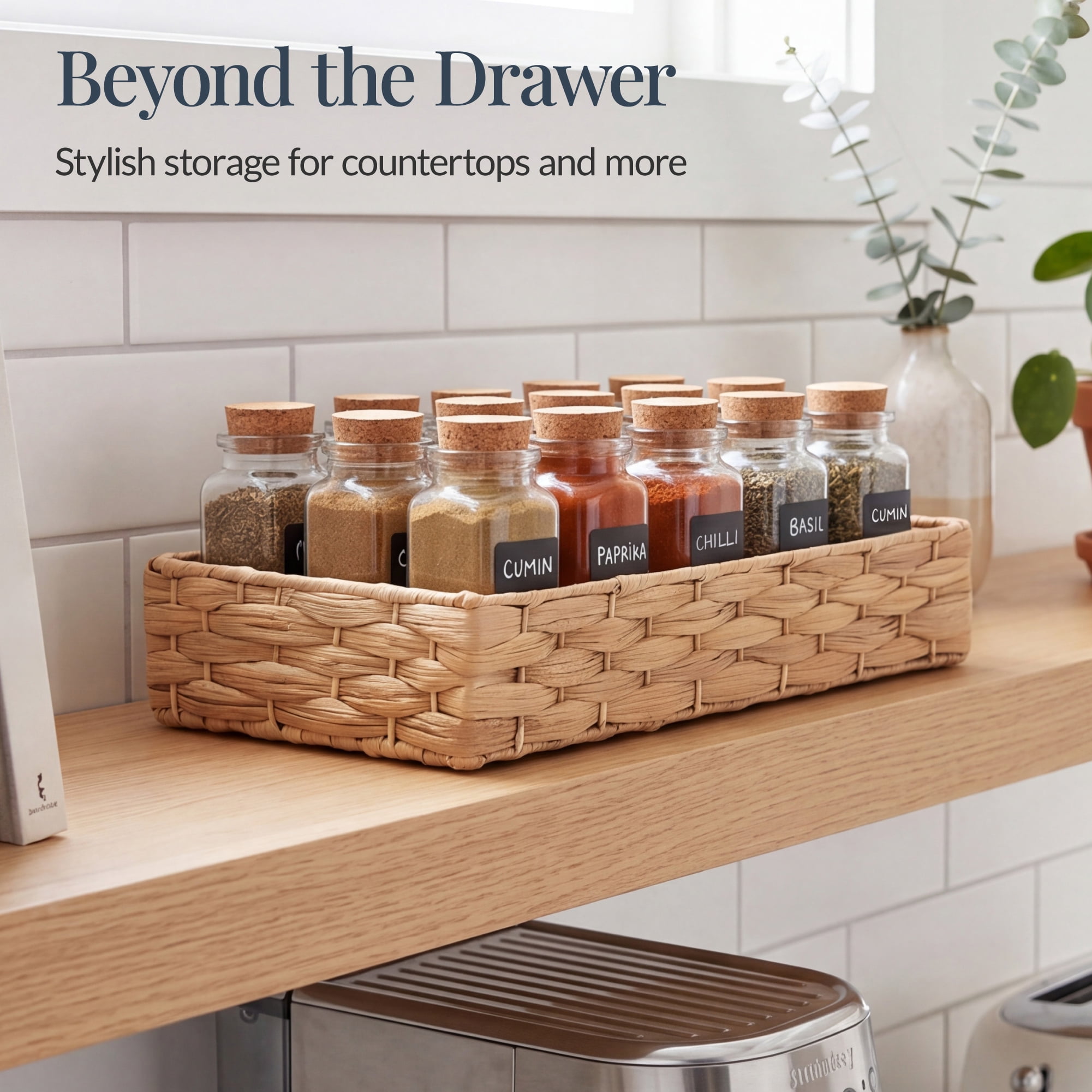 Best Choice Products 5PC Flatware Organizer Set, Woven Modular Silverware & Utensil Drawer Organizer Trays - Natural