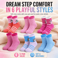 thumbnail image 2 of Girls Dream Step Yarn Crew Socks, 6 Pack, Soft Peek A Boo Style Breathable Socks, PINK, M, 2 of 9