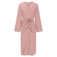 thumbnail image 5 of MIXUE Summer Dresses for Women Solid Color Lapel V Neck Button Down Long Sleeve Casual Bodycon Shirt Dress Streetwear,Pink,S, 5 of 5