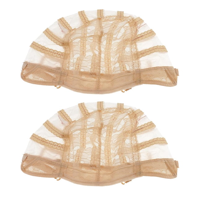 Gorro de peluca de malla de encaje elástico Perfecl tejido elástico beige 2 piezas