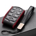 thumbnail image 5 of Vitodeco Leather Key Fob Case Compatible for 2017-2020 Genesis G70, G80, G90, Tailgate, 4-Button, Black/Red, 5 of 6