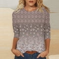 thumbnail image 2 of Pompotops Mode T-shirt Décontracté à Manches 3/4 Col Rond Confortable pour Femmes en Solde, 2 of 5