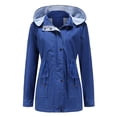 thumbnail image 2 of Defitshape Women's Waterproof Rain Jacket Hooded Raincoat Lightweight Military Anorak Long Spring Winter Zip Up Full Zip Windproof Outerwear Navy X-Large, 2 of 4