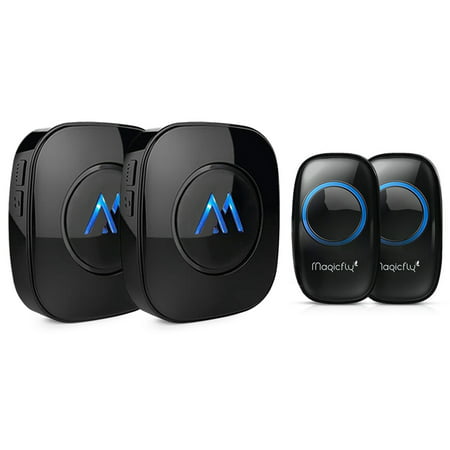Magicfly Portable Wireless Doorbell Kit Remote Button Operating at 1000 ft Range Over 50 Chimes 2 Transmitter 2