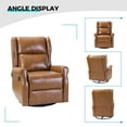thumbnail image 2 of Faux Leather Recliner Manual Swivel Nursery Armchair Metal Base Wingback Home Bedroom Living Room Camel, 2 of 10