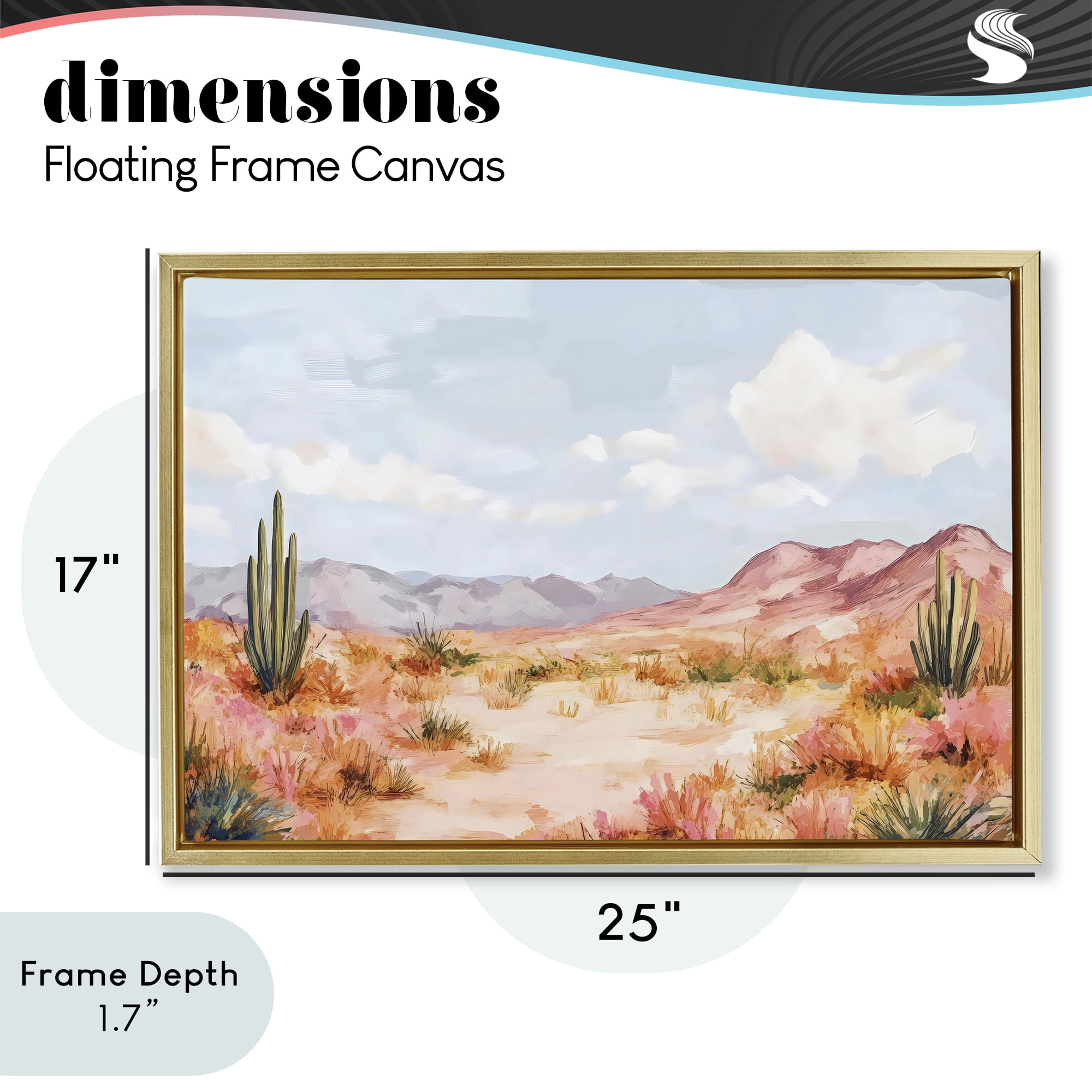 Stupell Industries Pastel Desert Dream Sunset Gold Framed Floater Canvas Wall Art, design by Creative Studio
