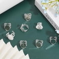 thumbnail image 5 of 16Pcs Brass Rings Open Cuff Adjustable Flower Pattern Rings with Oval Tray for DIY Rings Jewelry Making, 5 of 9