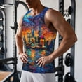 thumbnail image 5 of Gukieu Neon Shanghai Cityscape Night Print Men's Quick Dry Fitness Vest, Round Neck Sleeveless Fitness Bodybuilding Top-3X-Large, 5 of 7