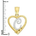 thumbnail image 6 of 10k Real Solid Two Tone Gold Heart Initial Pendant with Letter C for Necklace, Letter C Charm for Her, 6 of 6