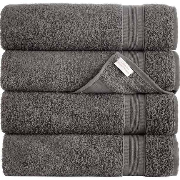 Grey Bath Towels 27" x 54" QuickDry High Absorbent 100 Turkish Cotton