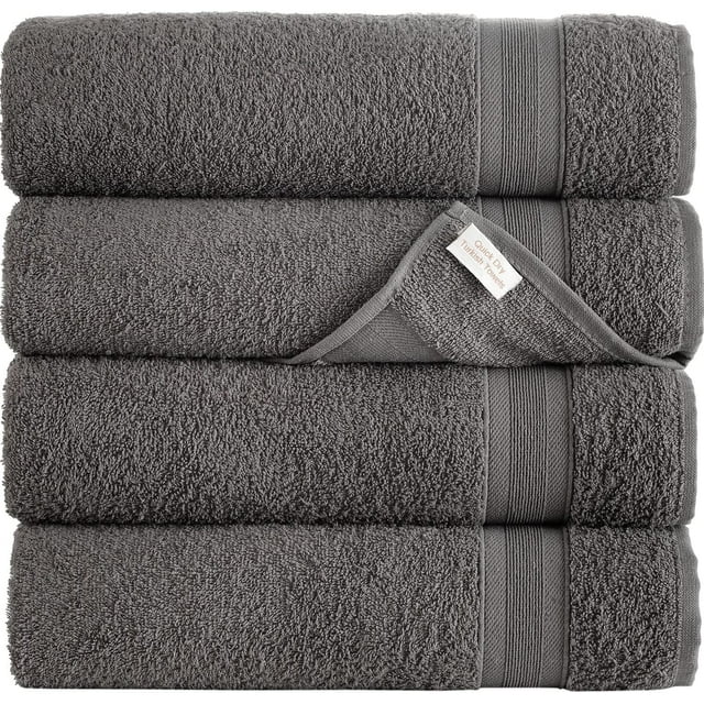 Grey Bath Towels 27" x 54" QuickDry High Absorbent 100 Turkish Cotton