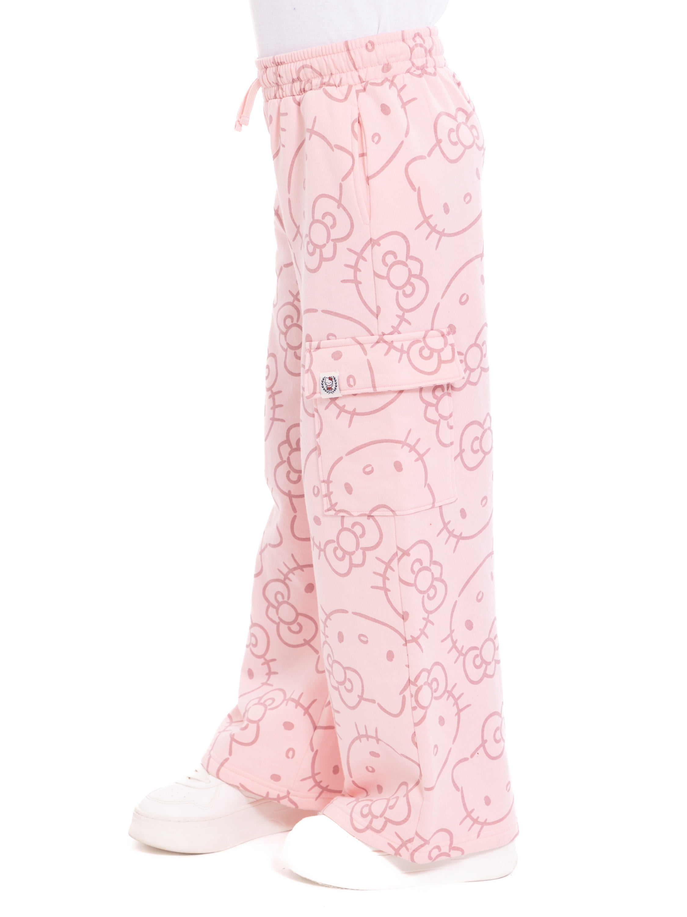 Wonder Nation Hello Kitty Girls Graphic Fleece Cargo Pants, Sizes 4-18