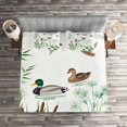 thumbnail image 2 of Ambesonne Duck Quilted Coverlet 3 Pcs, Lake Animals Plants, Queen Size, White Green, 2 of 2