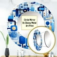 thumbnail image 3 of Designart "Striking Grid Pattern In Cobalt And White" Geometric Blue Large Round Mirror - Round Bedroom Mirror Wall Decor - Modern Round Printed Mirror - 29" x 29", 3 of 6
