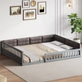 thumbnail image 2 of Jopath Full Size Upholstered Platform Bed with Guardrail and Pillow,Wood Floor Bed for Teen Boys Girls Gray, 2 of 9