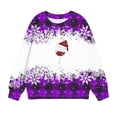 thumbnail image 2 of Odeerbi Toddler Boys Girls Christmas Sweatshirt Plaid Crewneck Sweatshirts 1-12 Years Children's Long Sleeve Printed T-shirt Round Neck Top Purple, 2 of 4