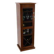 Atlantic Herrin Locking Bar Cabinet - Store 16 Wine Bottles, Liquor Shelf, 9 Wine Glasses and More PN38408116 in Textured Chestnut