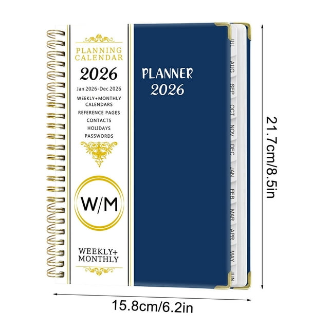 A5 Monthly Planner Notebook 2026 Calendar With Separating Pages And Inner Pocket Coil Bound
