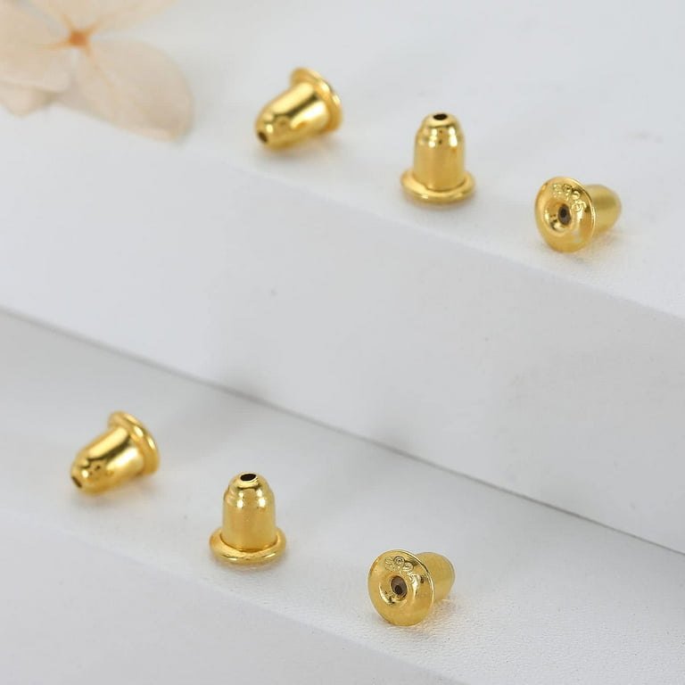 6Pairs/12Pcs 18K Gold Plated Bullet Earring Backs for Studs, S925