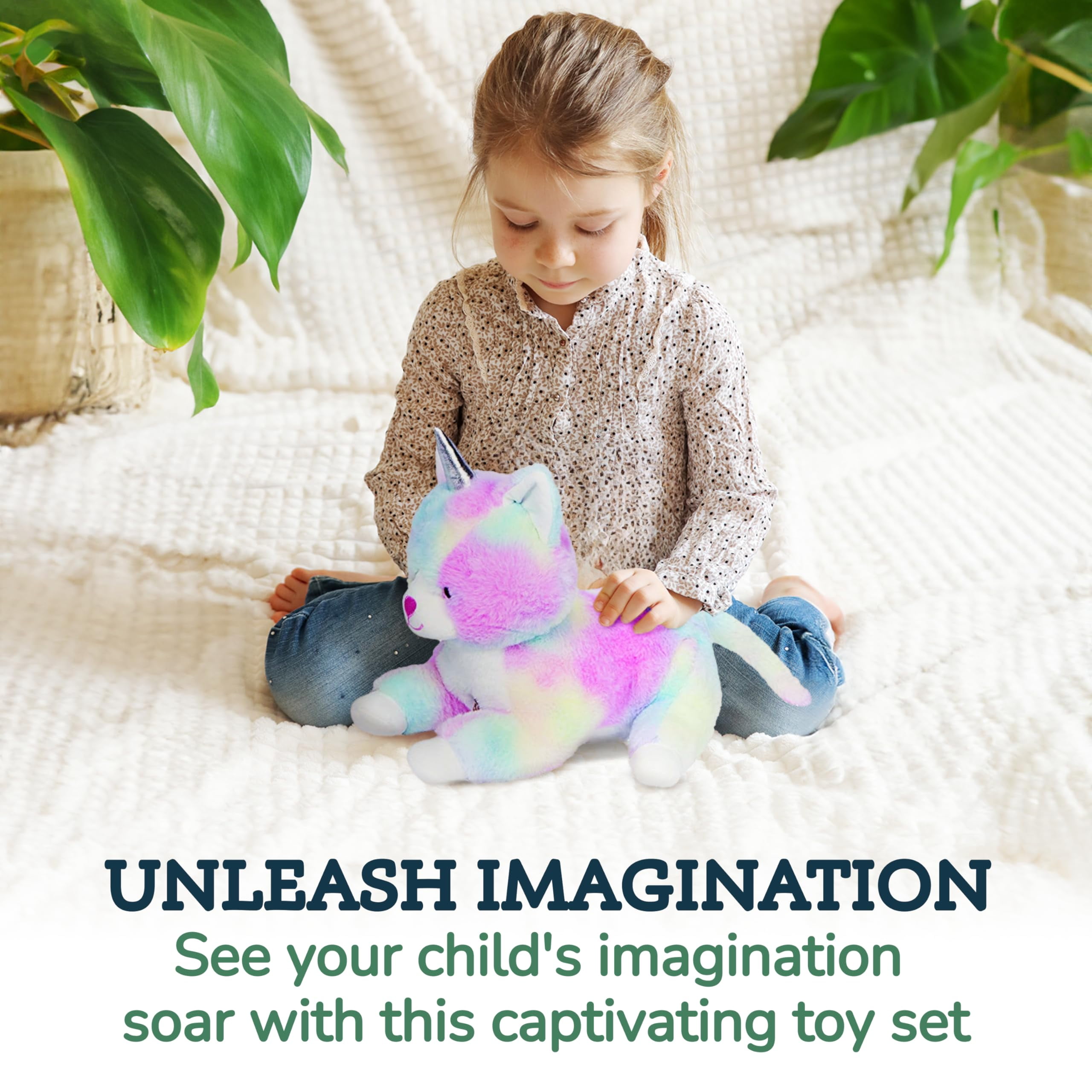 PixieCrush Unicorn Cat Plushie - Mommy Cat Unicorn with 4 Baby Kittens - Magical Pillow Plushies for Girls Ages 3-8 - Big Stuffed Animals - Ideal Gift for Girls 5 x 10 x 8 inches
