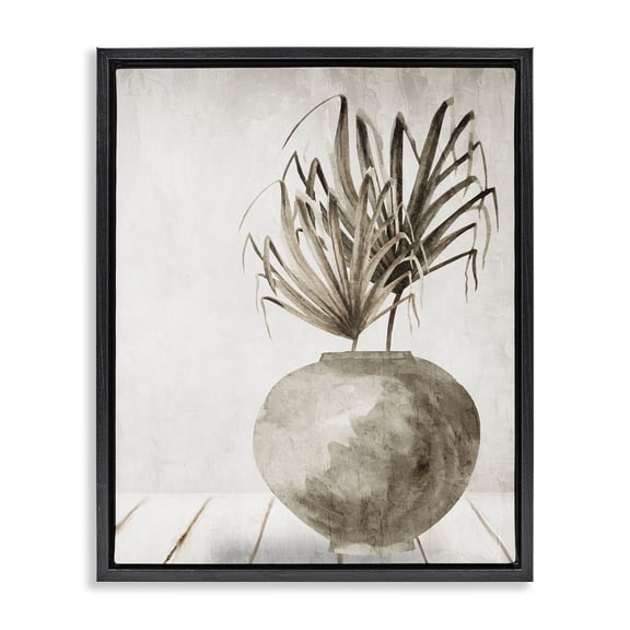 Stupell Industries Eclectic Neutral Palms Still Life Black Floating Frame Canvas Art, 17 x 21, by Kim Allen