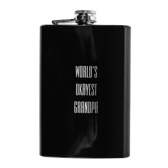 8oz BLACK World's Okayest Grandpa Flask L1