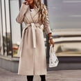 thumbnail image 6 of Yievot Women's Trench Coat Fall Winter Long Sleeve Lapel Open Front Cardigan Overcoat Windbreaker, 6 of 6