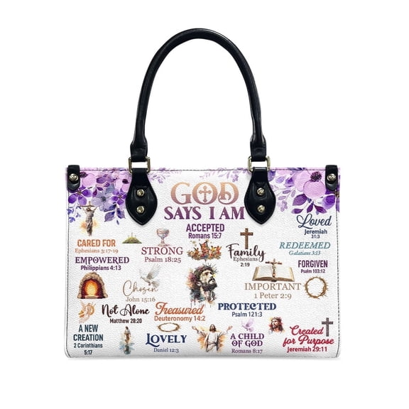 God Women Floral Leather Bag Bible Christian Gifts God Says I Am