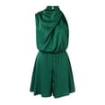 thumbnail image 7 of Lisingtool Womens Overalls Womens Mock Neck Summer Romper Satin Sleeveless Elastic Waist Casual Short Jumpsuit Rompers Jumpsuits for Women Dressy Green, 7 of 7