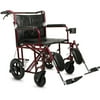 Medline Bariatric Transport Wheelchair, 22" Wide Seat, Permanent Full-Length Arms, Elevating Leg Rests