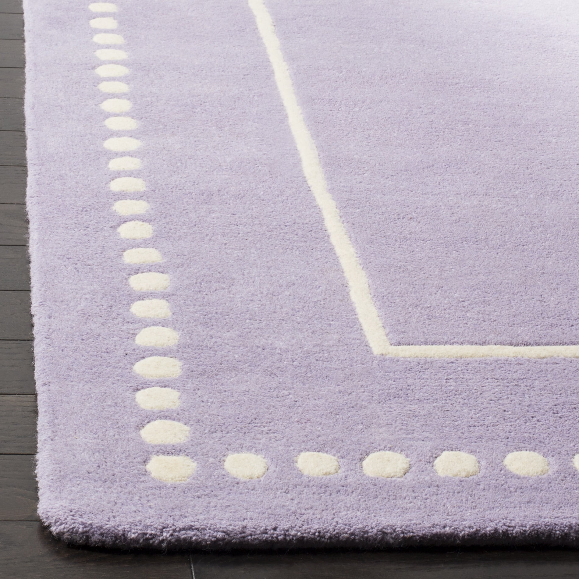 SAFAVIEH Bella Danita Plain Dotted Bordered Wool Area Rug, Lavender/Ivory, 9' x 12'