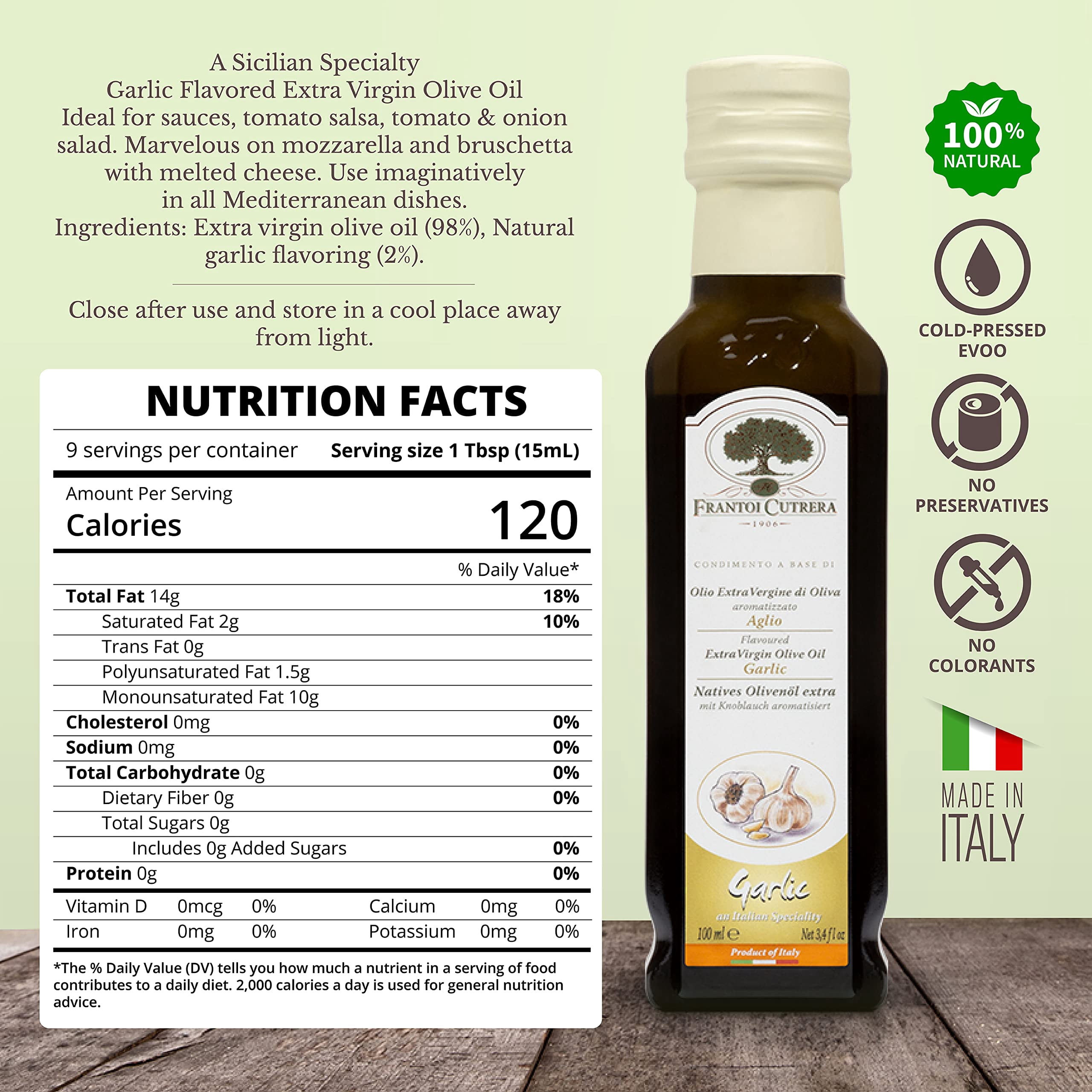 Mercato di Bellina Garlic Olive Oil for Cooking and Dipping Bread - Garlic Infused Olive Oil Made with Gourmet Italian Ingredients from Italy