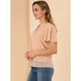 thumbnail image 4 of INSPIRE CHIC Top de gasa con mangas de mariposa, blusa informal holgada de Pintuck para mujer Rosa salmón L, 4 of 6