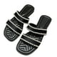 thumbnail image 1 of Sandalias planas de verano para mujer, zapatillas con doble correa, zapatillas informales con joyas, sandalias suaves para mujer, negro 39, 1 of 8