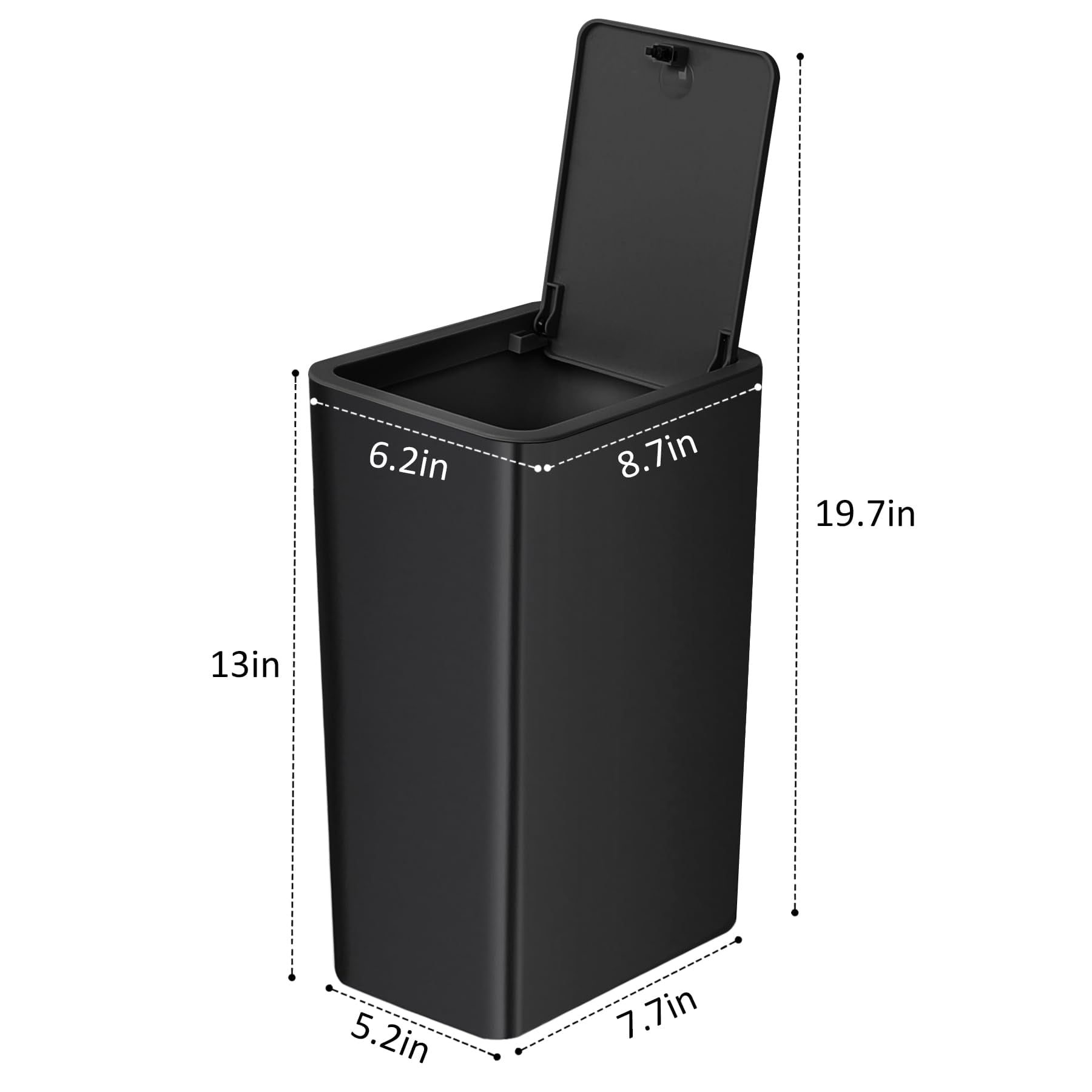 Bathroom Trash Can with Lid 10 Liter Slim Garbage Bin Small Waste Basket Pop-Up Lid for Kitchen Bedroom Living Room Office Black
