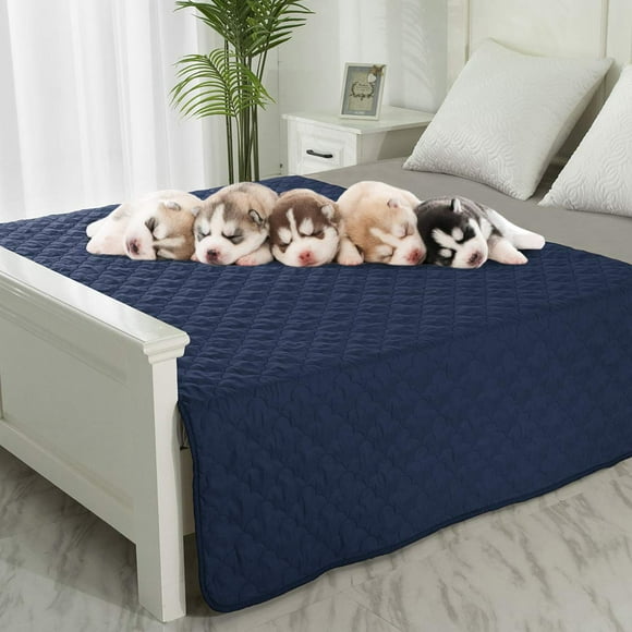 Pet Blanket Waterproof Couch Protector for Dogs Bed Covers Reversible Dog Furniture Cover (Navy+Blue 52""x82"")