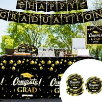 AuroraX Black Paper Plates Black 9 Inch Compostable Disposable Plates Set Microwave-Safe 114 Pcs Eco-Friendly Graduation Season