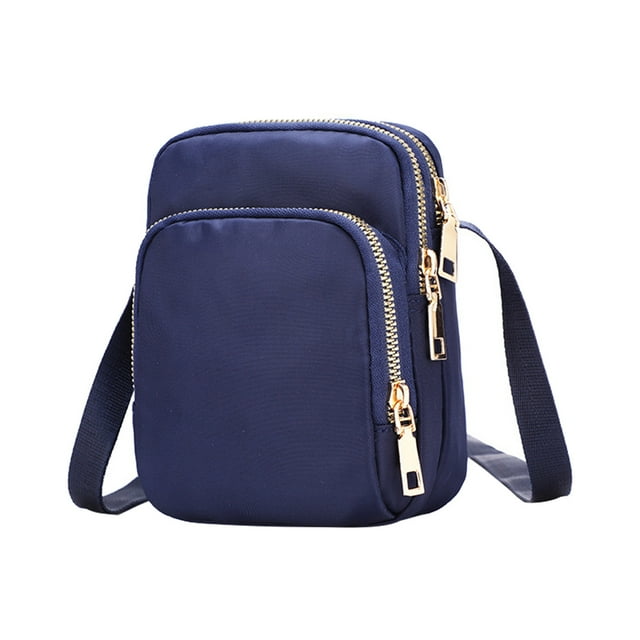 EGNMCR Sac Banane Femme Nylon, Sac à Main pour Dames Mini 3 Couches à Fermeture Éclair Portefeuille d'Épaule Sac Femme Sac à Main