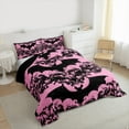 thumbnail image 3 of Manfei Western Damask Print Bedding Comforter Set for Kid, Black Pink Bat Twin Comforter Sets, Halloween Theme Reversible Bedding Set, Super Cozy Room Decor, 2-Piece, 3 of 8