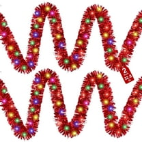 Scidweet Christmas Garlands Decorations, 2 Pcs 32.8 ft Pre Lit Xmas Garland with Lights for Indoor Outdoor Christmas Tree Party Holiday Xmas Decor, Red